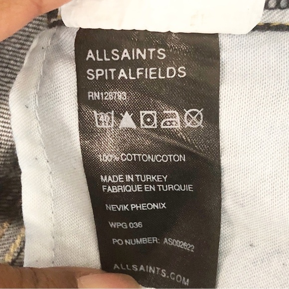 All Saints Spitalfields feels dark wash button fly straight leg jeans. - Picture 5 of 10